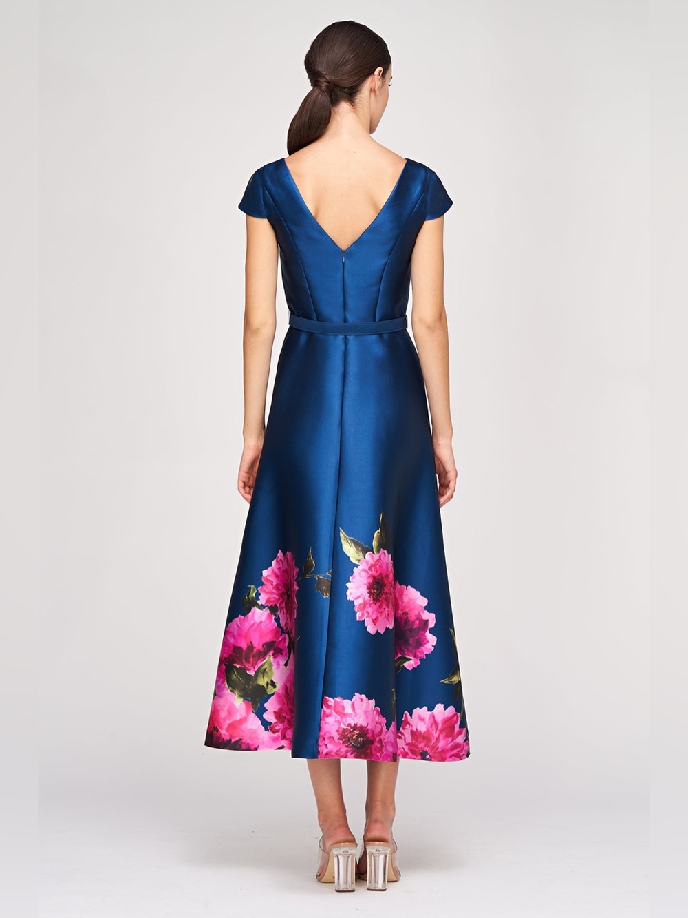NEW Kay Unger Ina Tea Length Dress Vibrant Peony Blue Pink A-line cocktail 4 - Picture 14 of 14